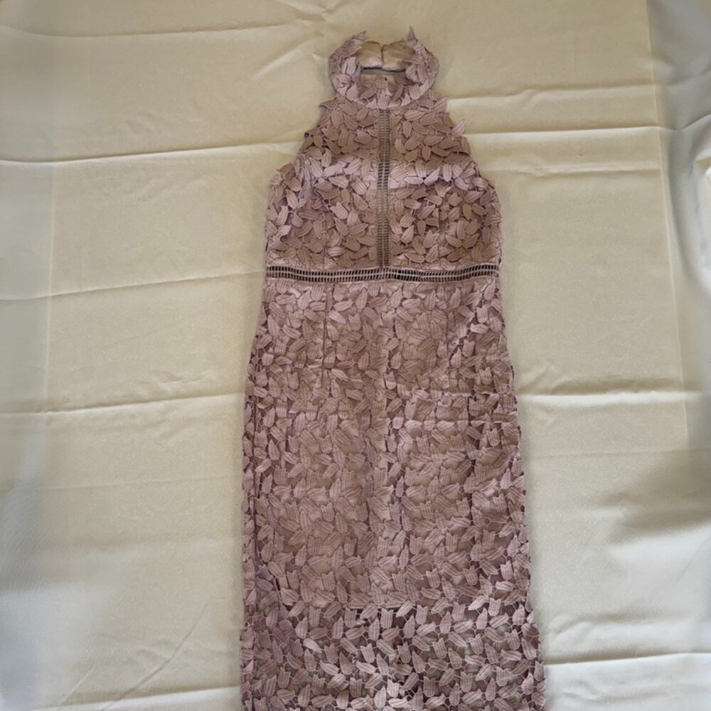 Bardot Gemma Lavendar Halter Lace Midi Dress Size 6 - Picture 3 of 13